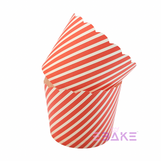 Paper Muffin Cup Red Stripes - Set Of 50 Pieces Medium