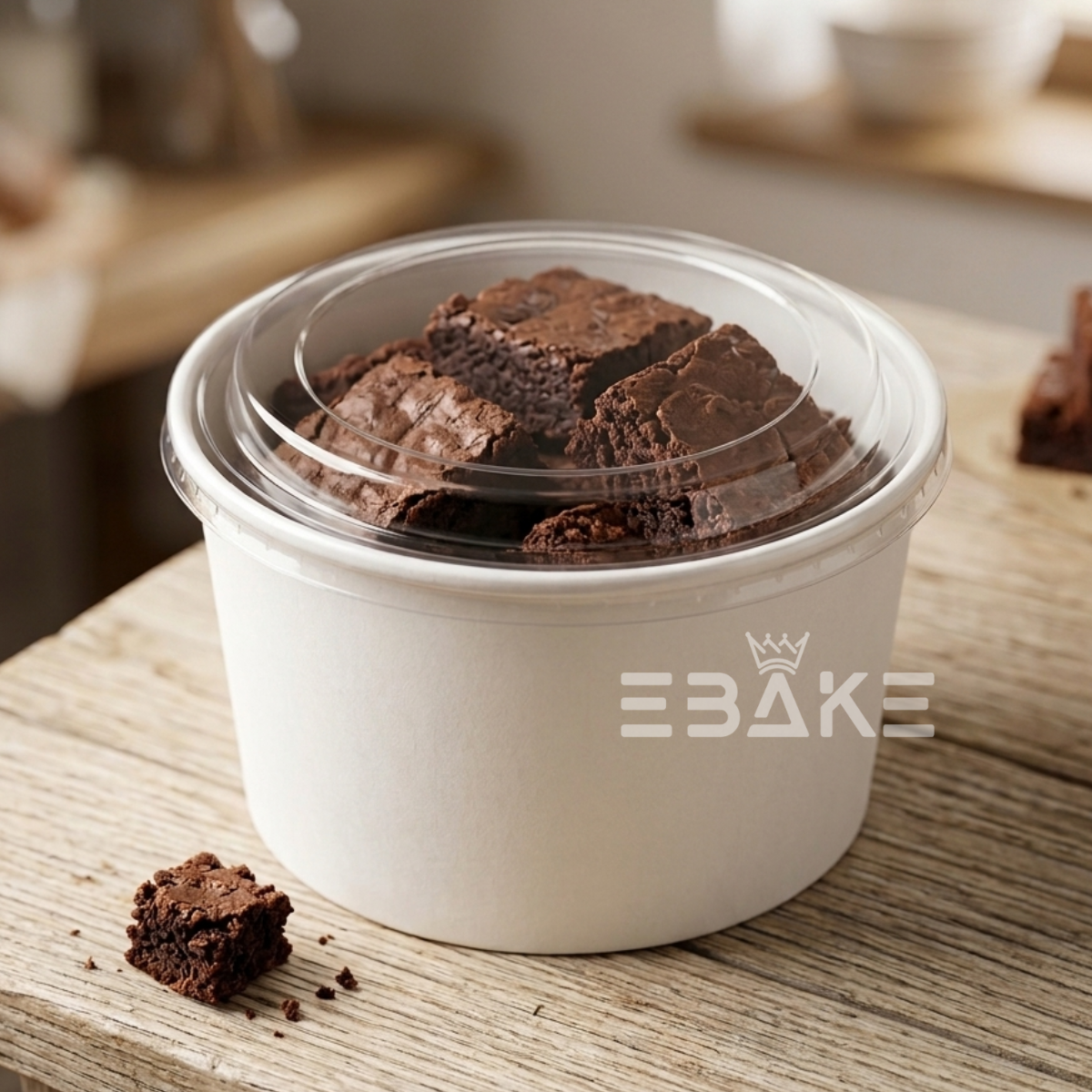 Round Disposable Kraft Paper Containers With Lid (Set of 5) White 1000 ml