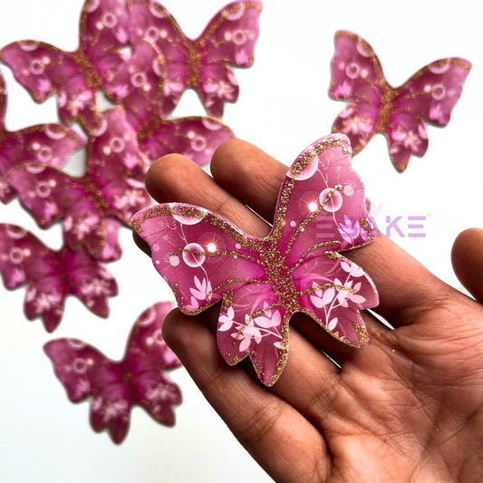 Paper Butterflies With Gold Glitter Foldable - (Set of 10 Pieces)