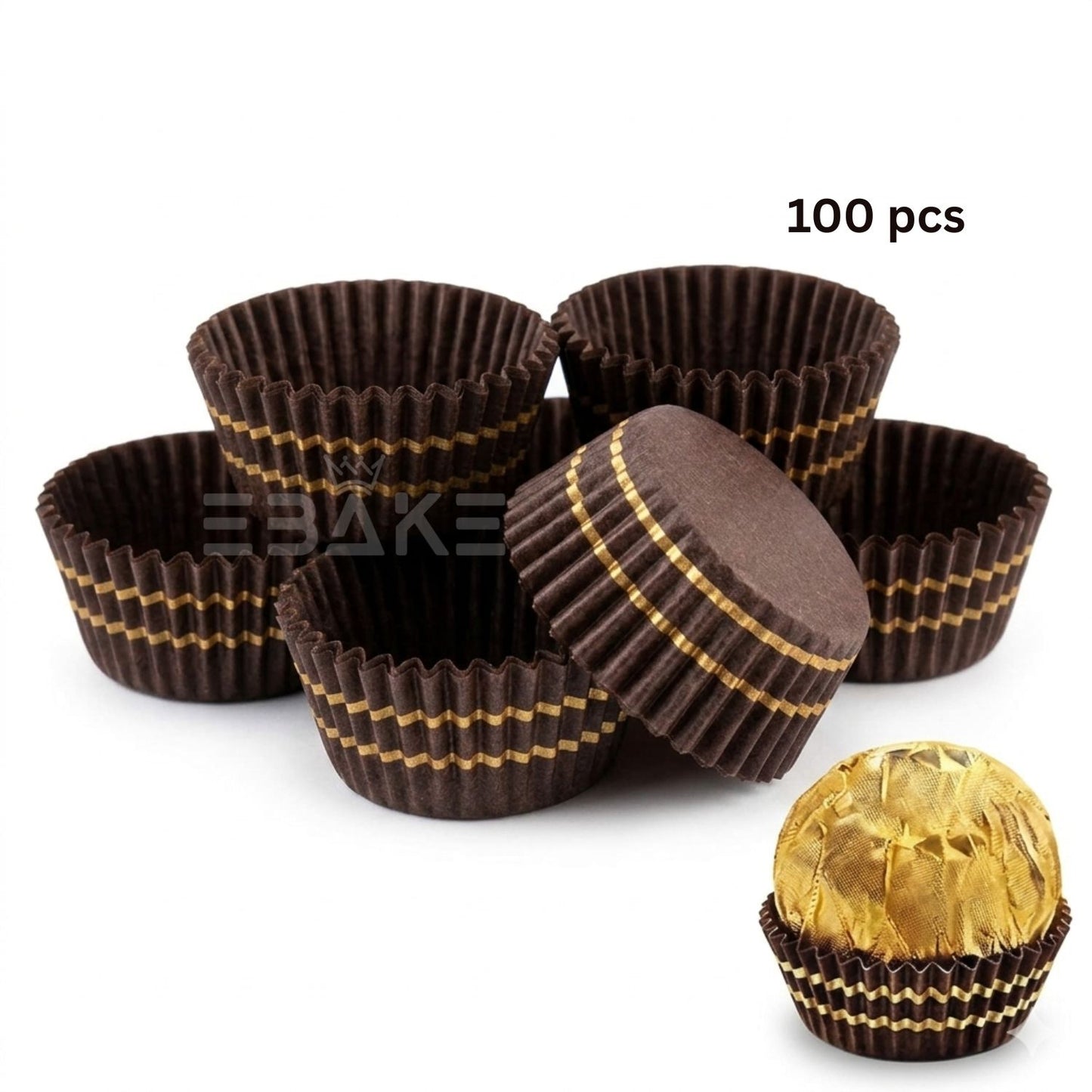 Ferrero Rocher Brown Chocolate Liner (100 Pieces) Truffle Liner - Chocolate Paper Cups