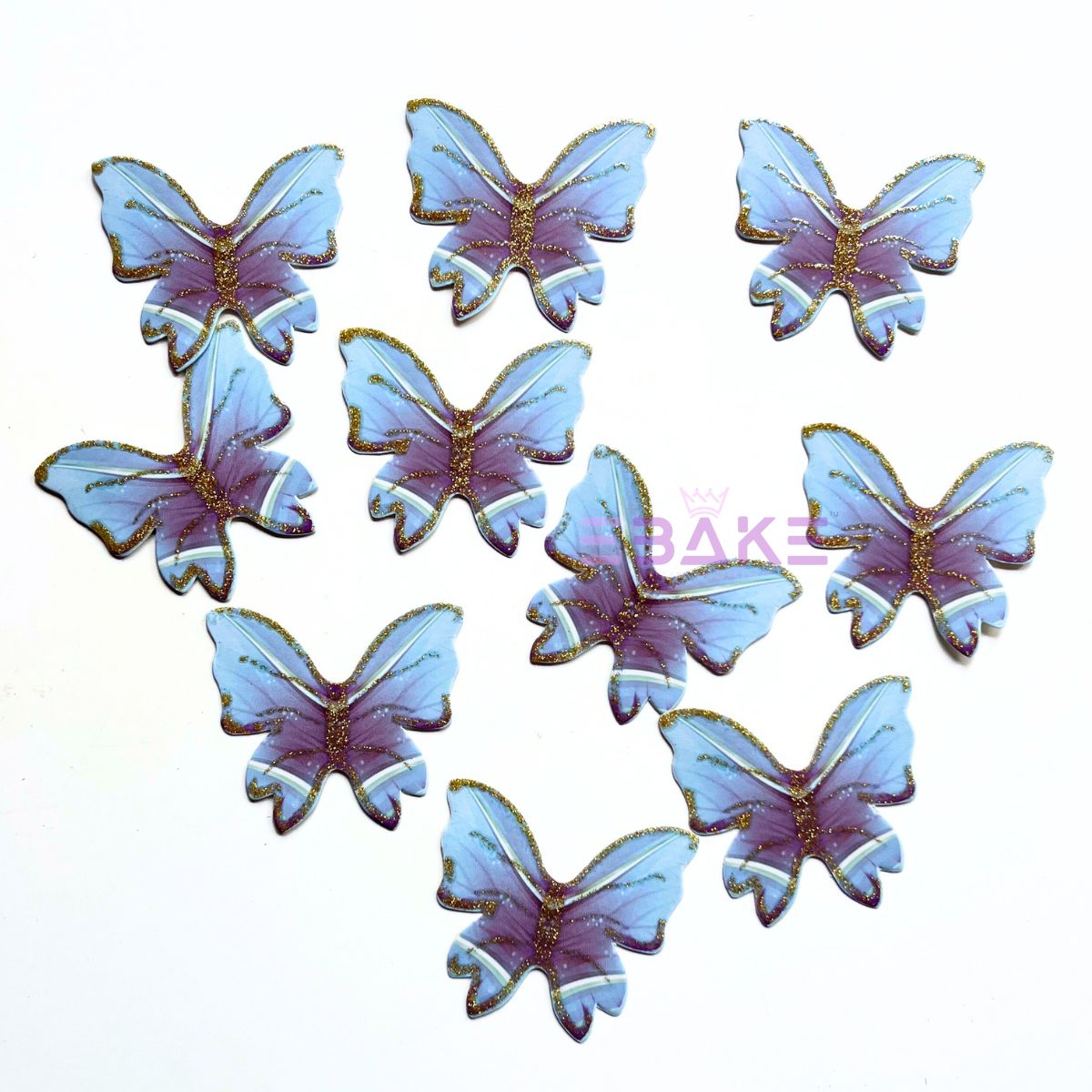 Paper Butterflies With Gold Glitter Foldable - (Set of 10 Pieces)