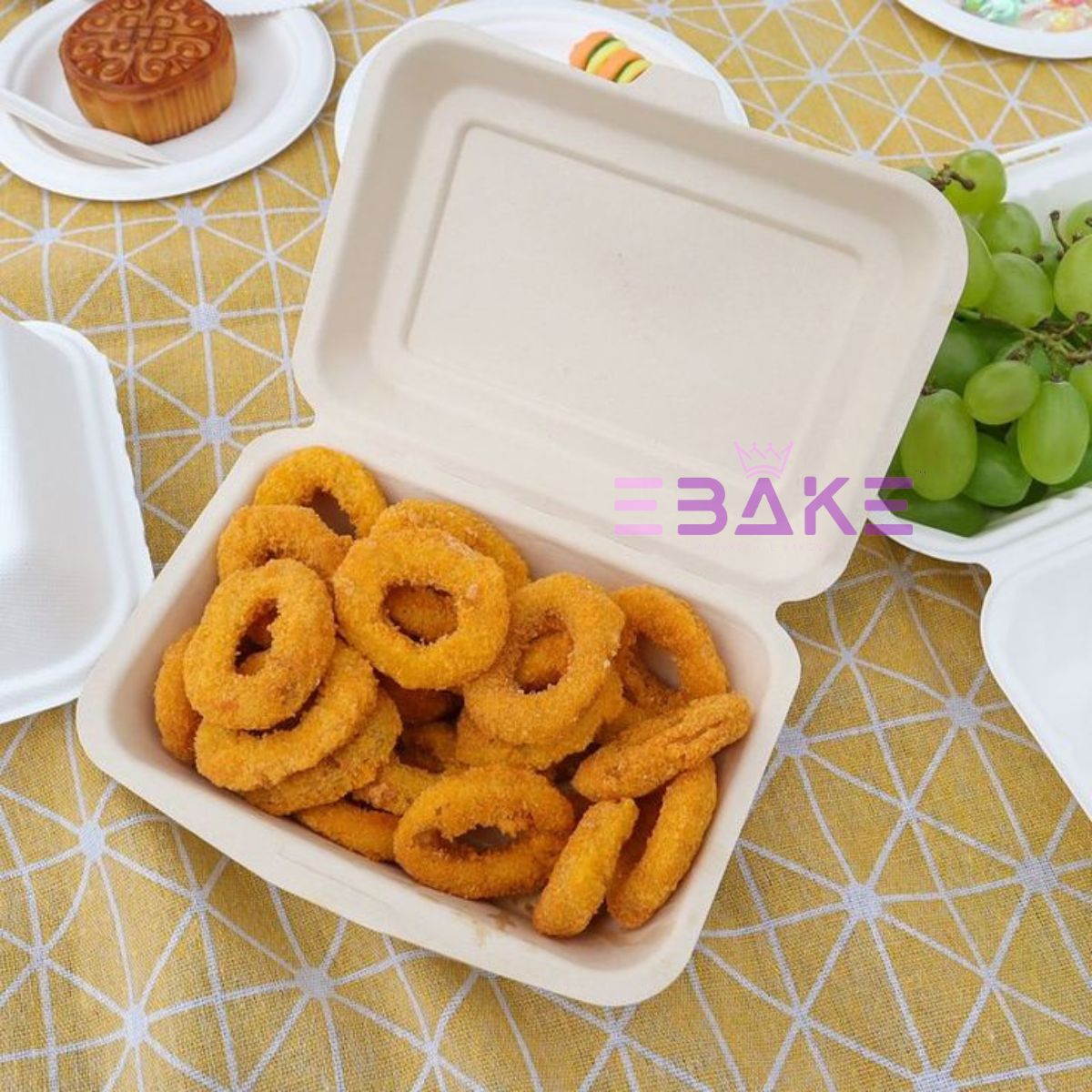 Bagasse Clamshell Container 7"x5" (Rectangle Takeway Container)