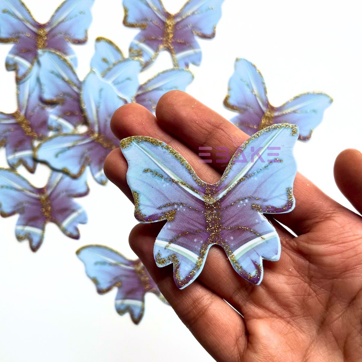 Paper Butterflies With Gold Glitter Foldable - (Set of 10 Pieces)