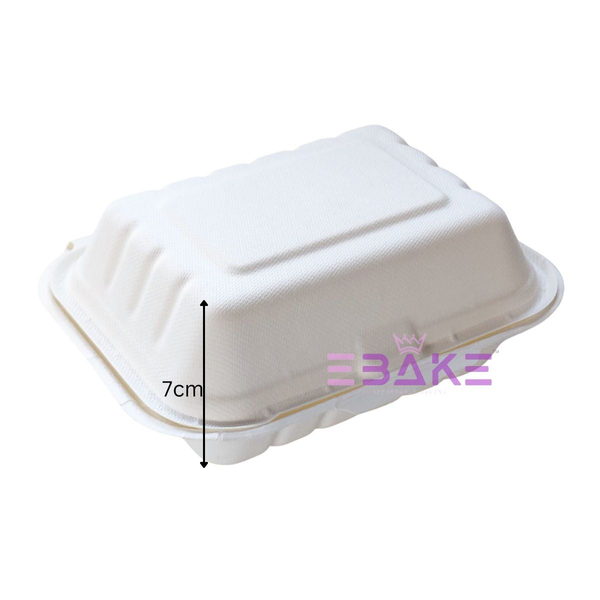 Bagasse Clamshell Container 7"x5" (Rectangle Takeway Container)