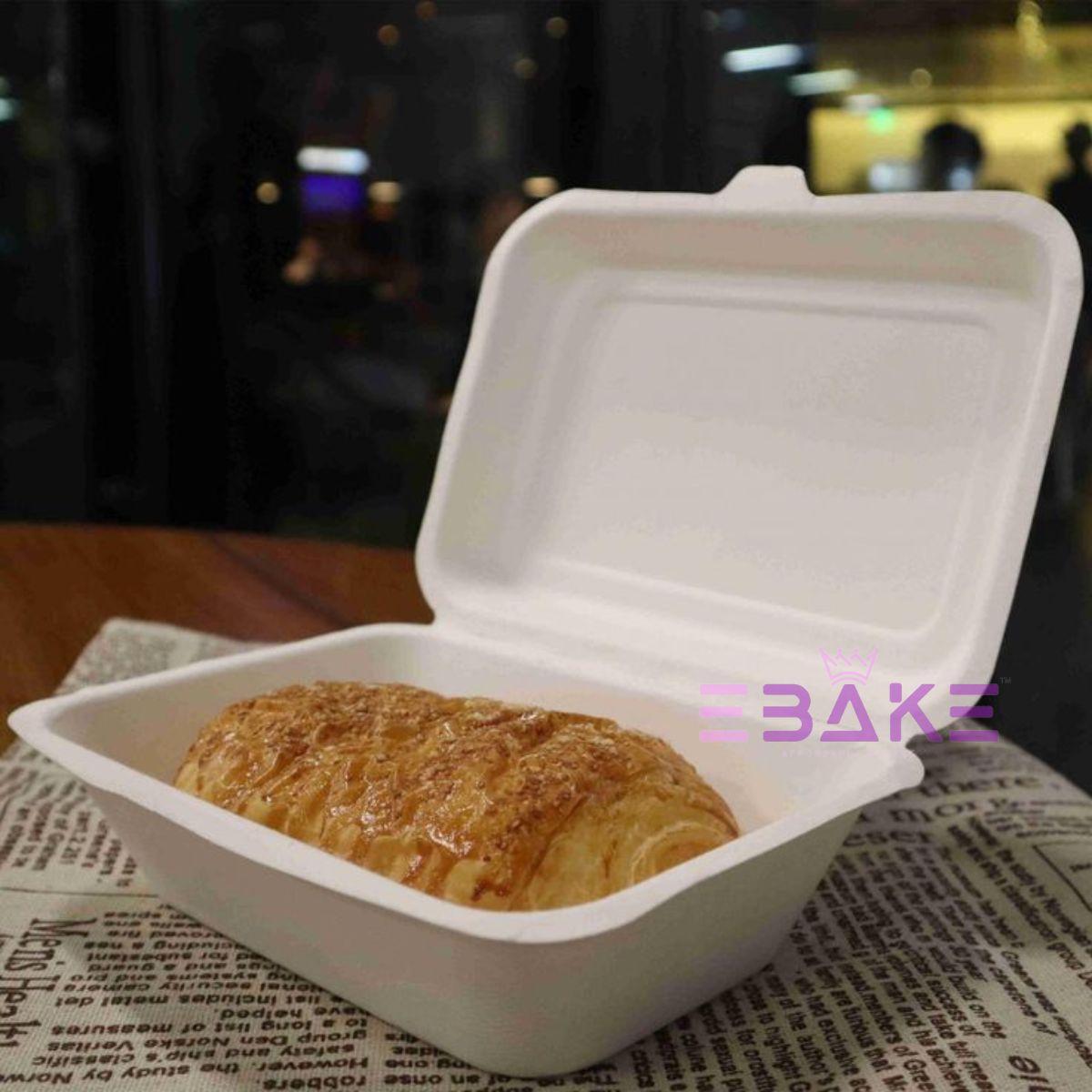Bagasse Clamshell Container 7"x5" (Rectangle Takeway Container)