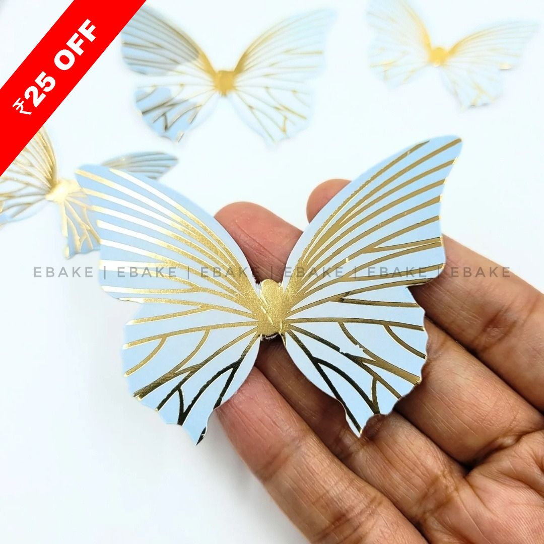 Blue Paper Butterflies - Foldable (Set of 10 Pieces)