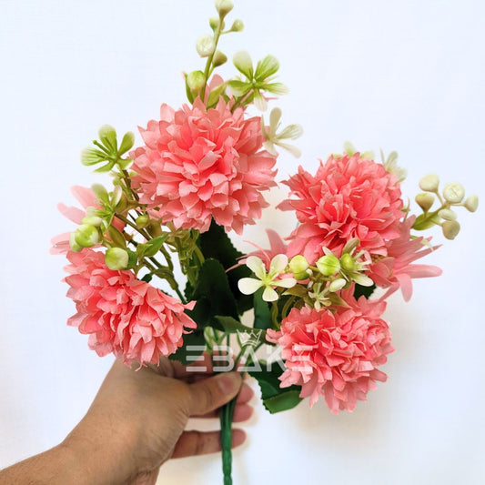 A1406 Coral Pink Dahlia Daisy Bunch With Fillers