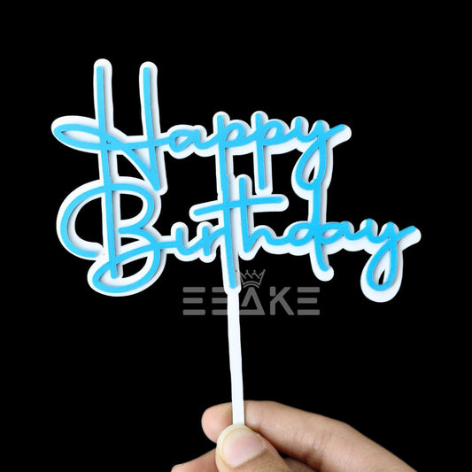 Happy Birthday Double Color Cake Topper