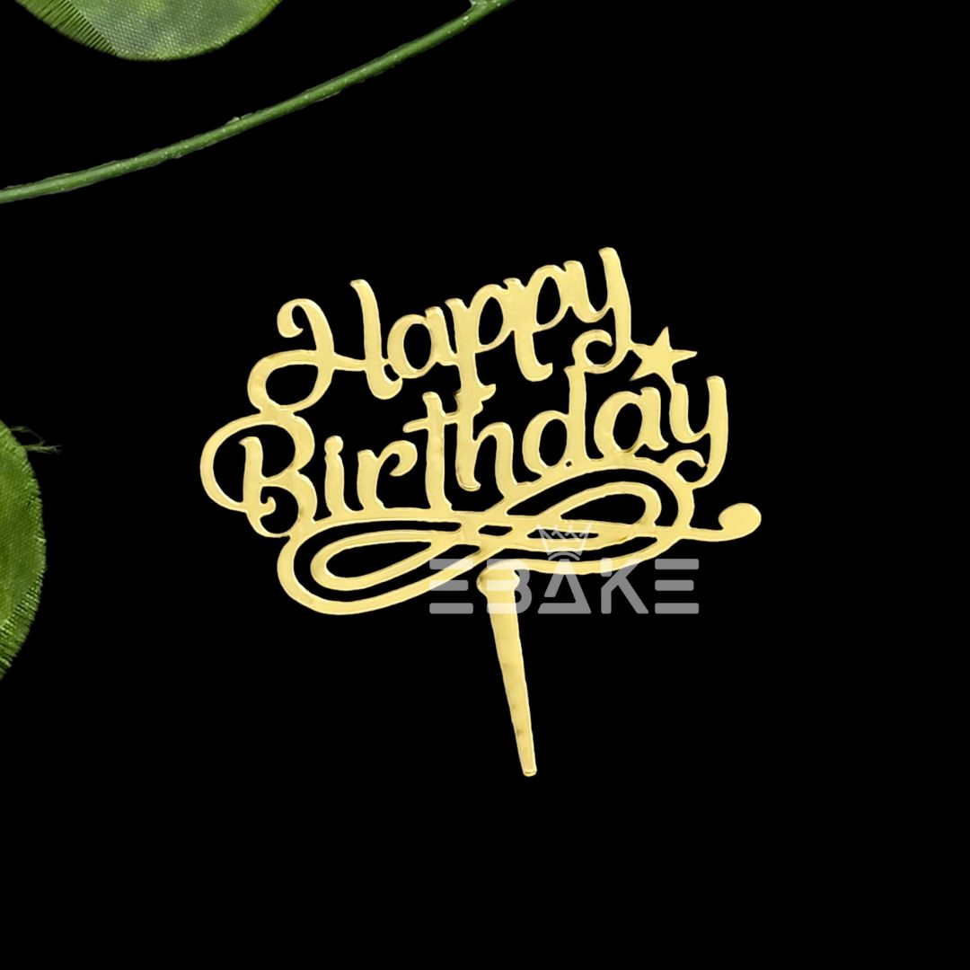 Happy Birthday Mini Topper Golden new