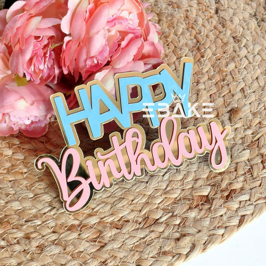 Double Colour Happy Birthday Cutout/Charm