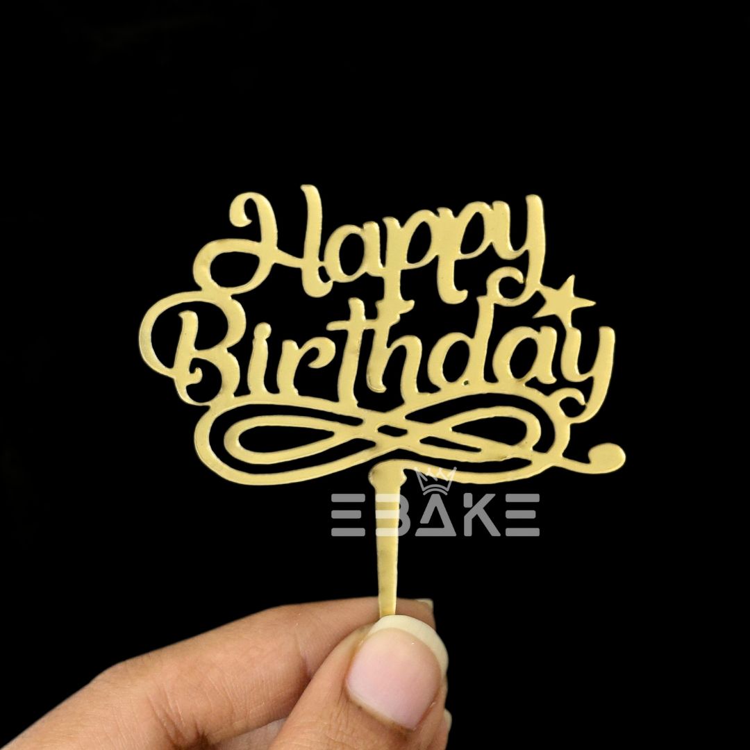 Happy Birthday Mini Topper Golden new