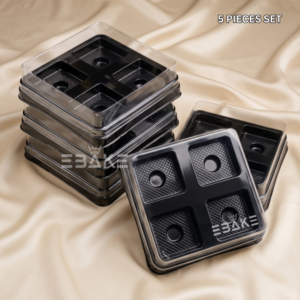 Premium 4 Cavity Brownie & Dessert Box with Clear Lid