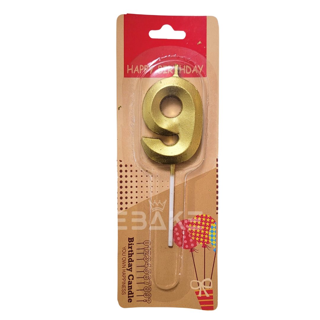 Number Candles Golden Metallic - (Single Piece)