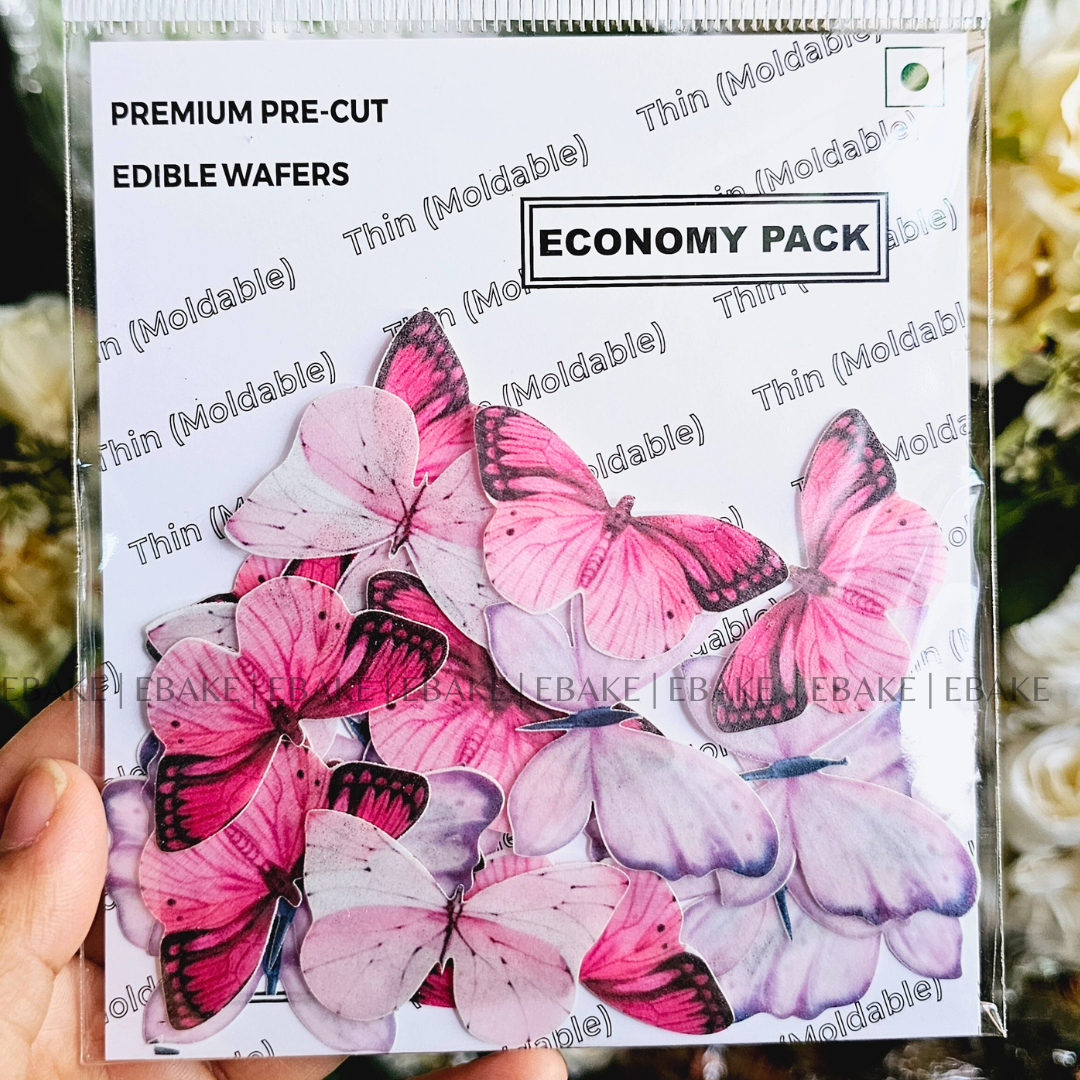 Pink Edible Wafer Butterflies (16 Pieces)