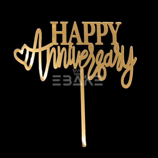 Happy Anniversary Cake Topper Golden