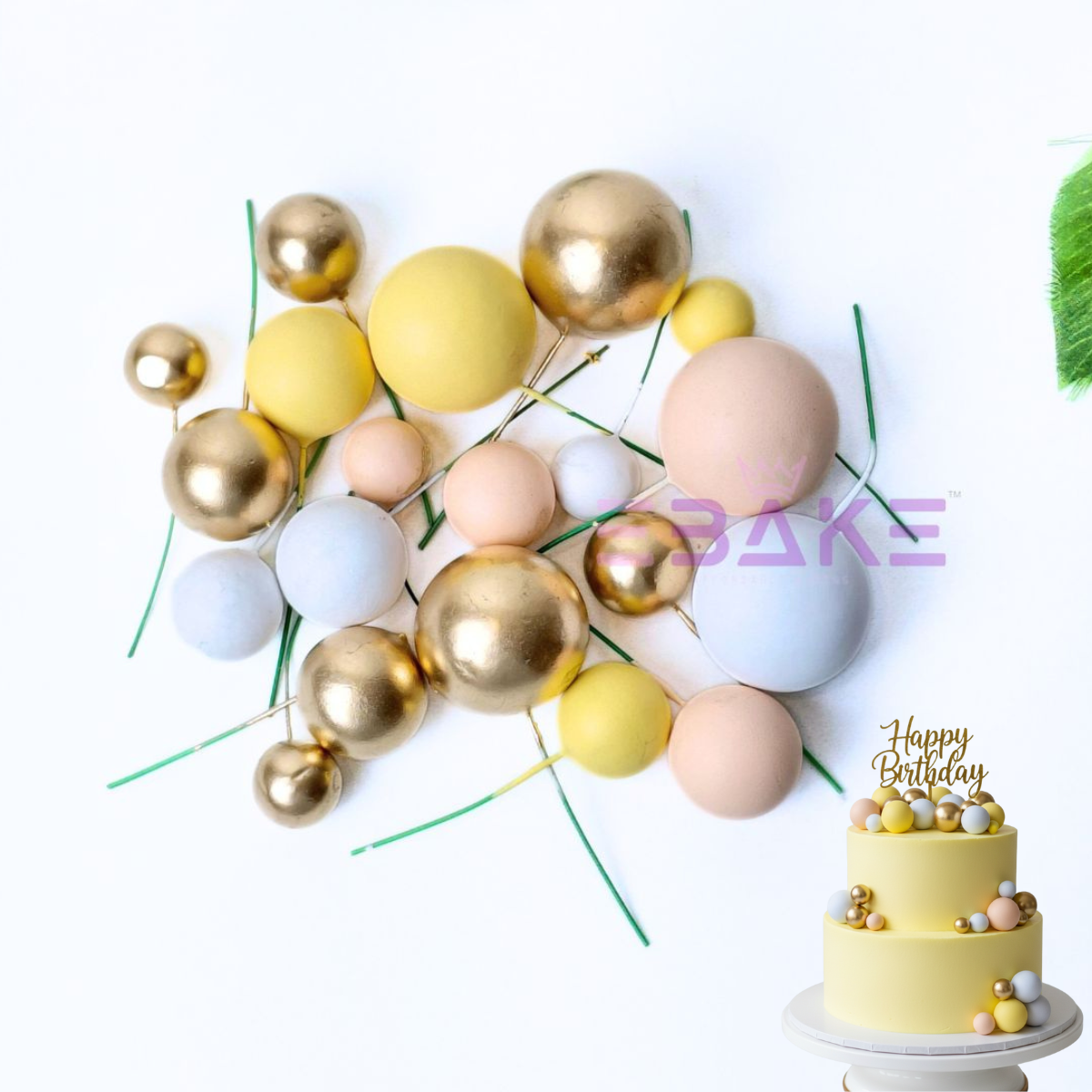 Yellow Mix Faux Balls- Set Of 20 Pieces