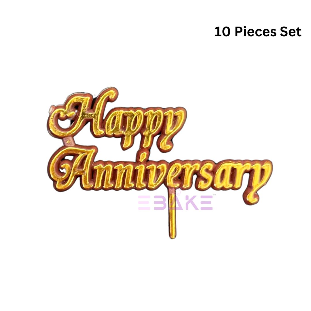 Happy Anniversary Mini Topper Plastic (Set of 10 pieces)