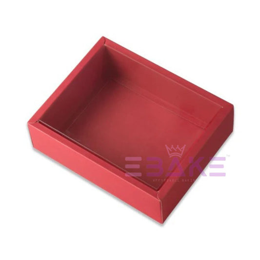 Red Hamper Box With Transparent Lid (Set of 2) 10*8*3