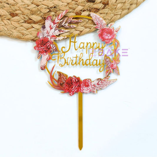 Happy Birthday Graphic Acrylic Cake Topper
