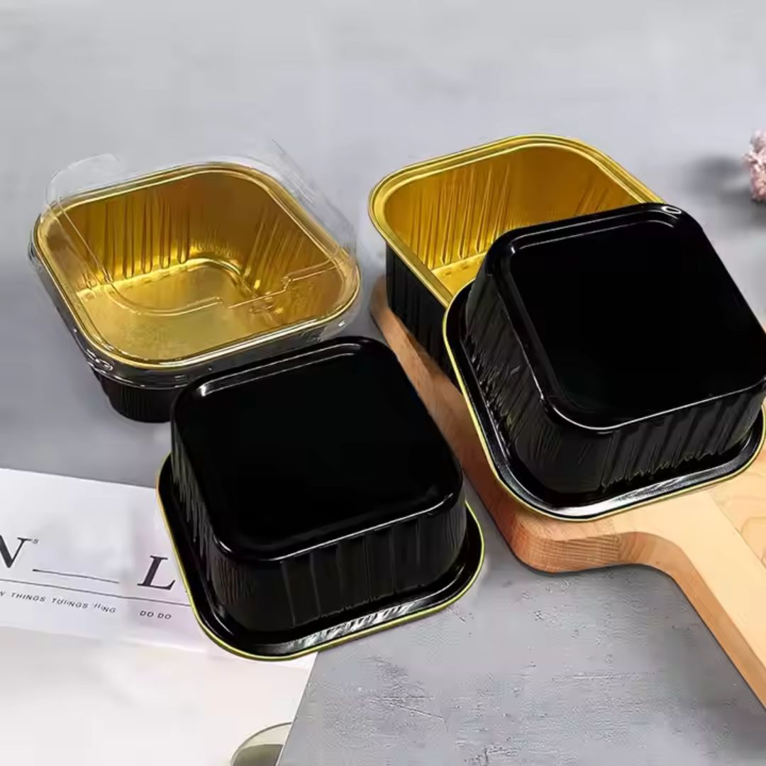 Aluminium  Foil Square Baking Cup With Lid