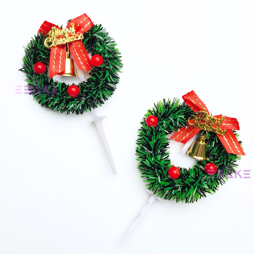 Merry Christmas Cake Topper Christmas Wreath Cake Decoration A1284