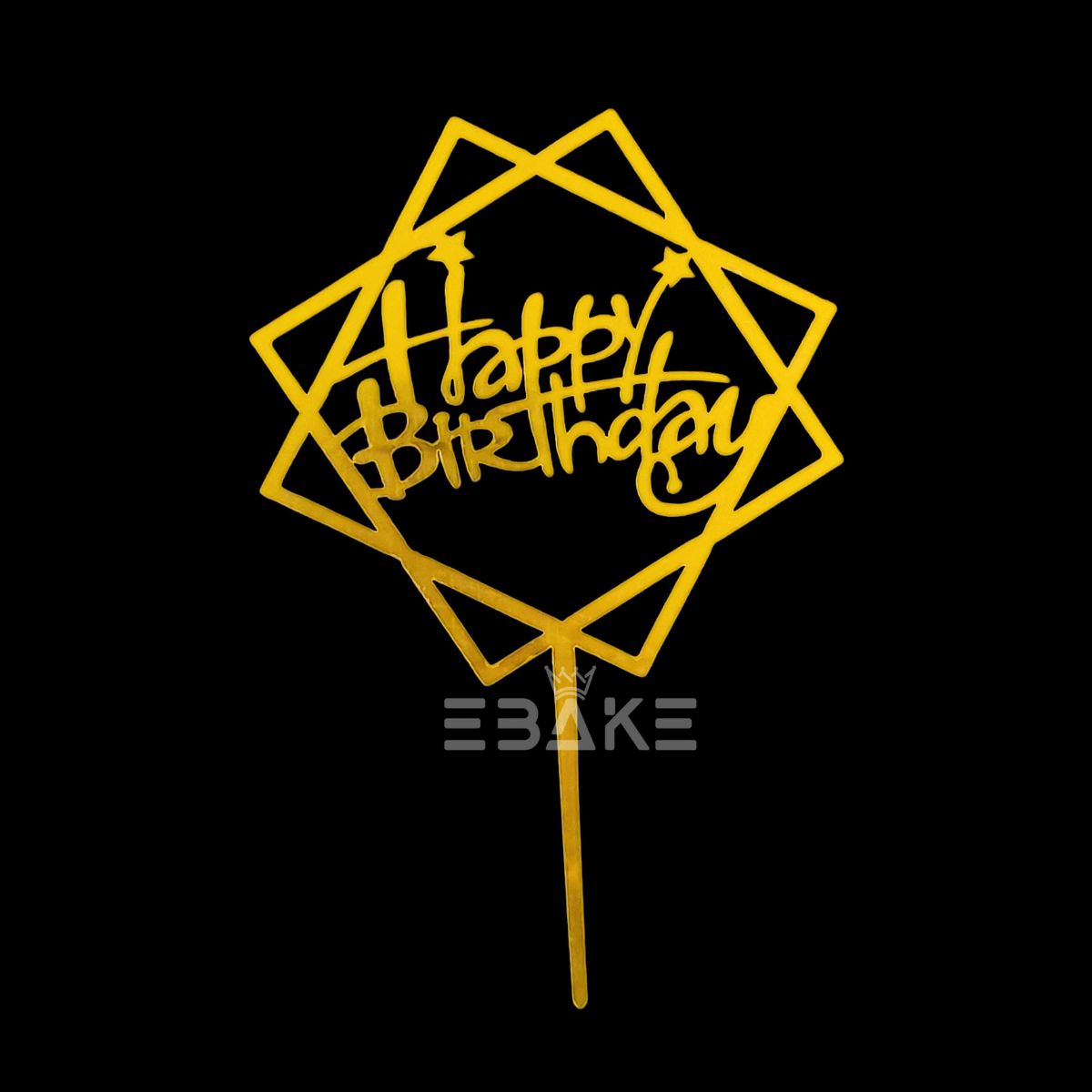 Happy Birthday Cake Topper Golden