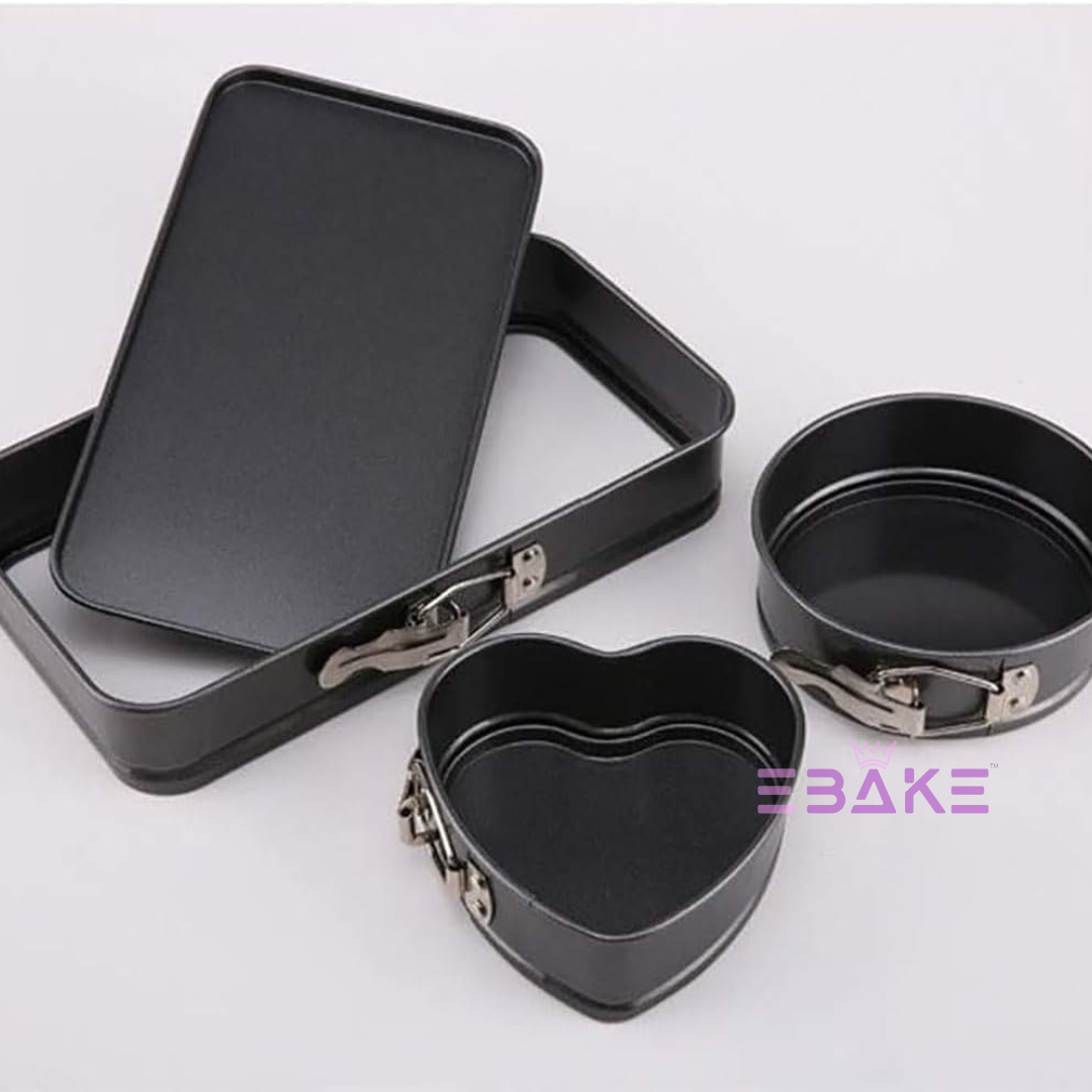 Springform Pan Heart, Round & Rectangle (3 Pieces Set)