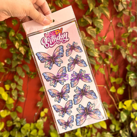 Paper Butterflies With Birthday Tag - (Set of 10 Pieces)