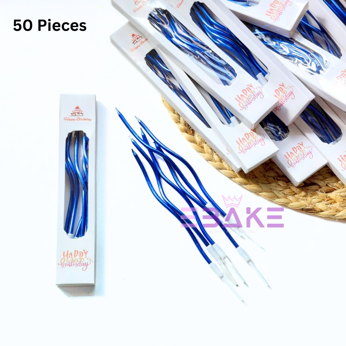 Blue Metallic Swirl Candle (Full Box) 50 Pieces