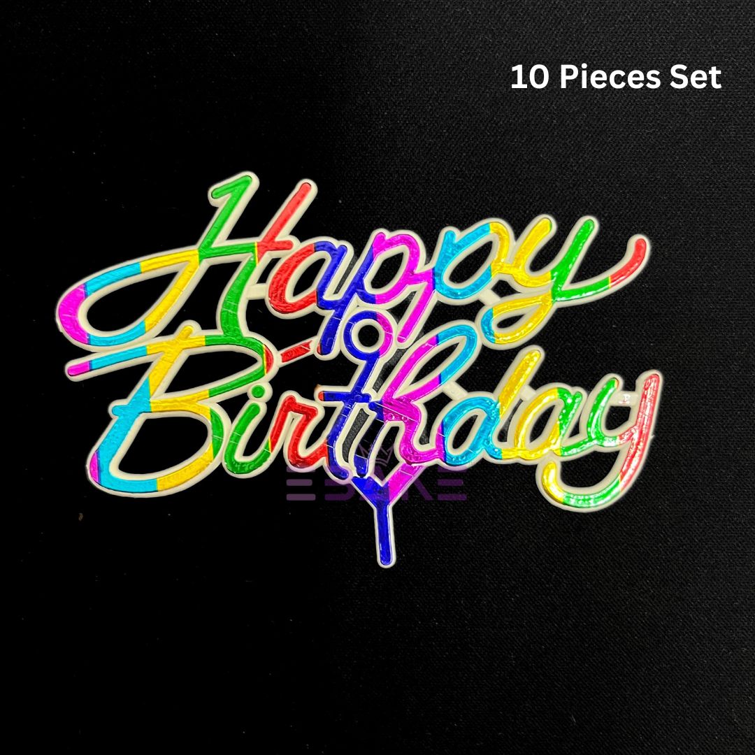 Happy Birthday Mini Topper Plastic (Set of 10 pieces)