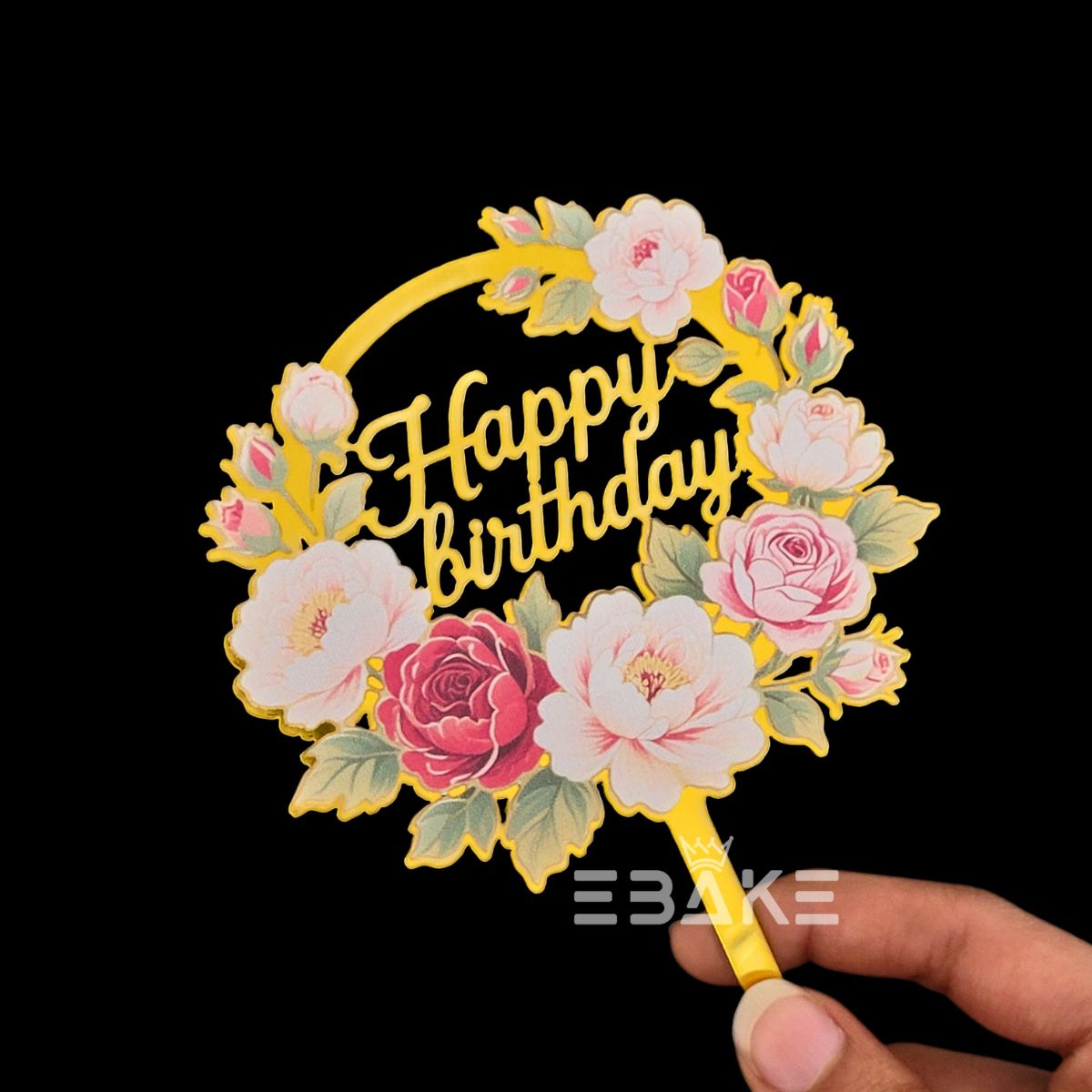 Happy Birthday Graphic Acrylic Cake Topper