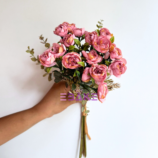 A1485 Premium Dried Finish Camelia Bunch - Deep Blush