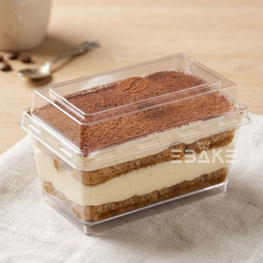 Mini Rectangle Acrylic Dessert Box / Cake Tub With Lid (Set of 5)