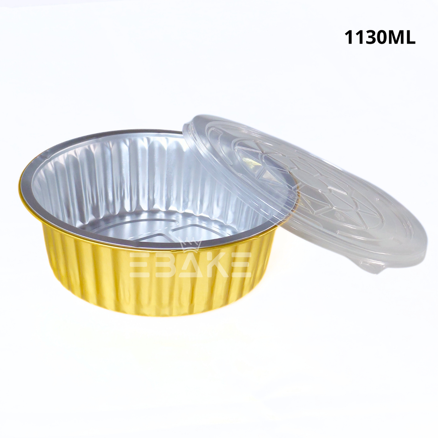 1130ml Round Aluminium Foil Baking Cups With Lid Gold