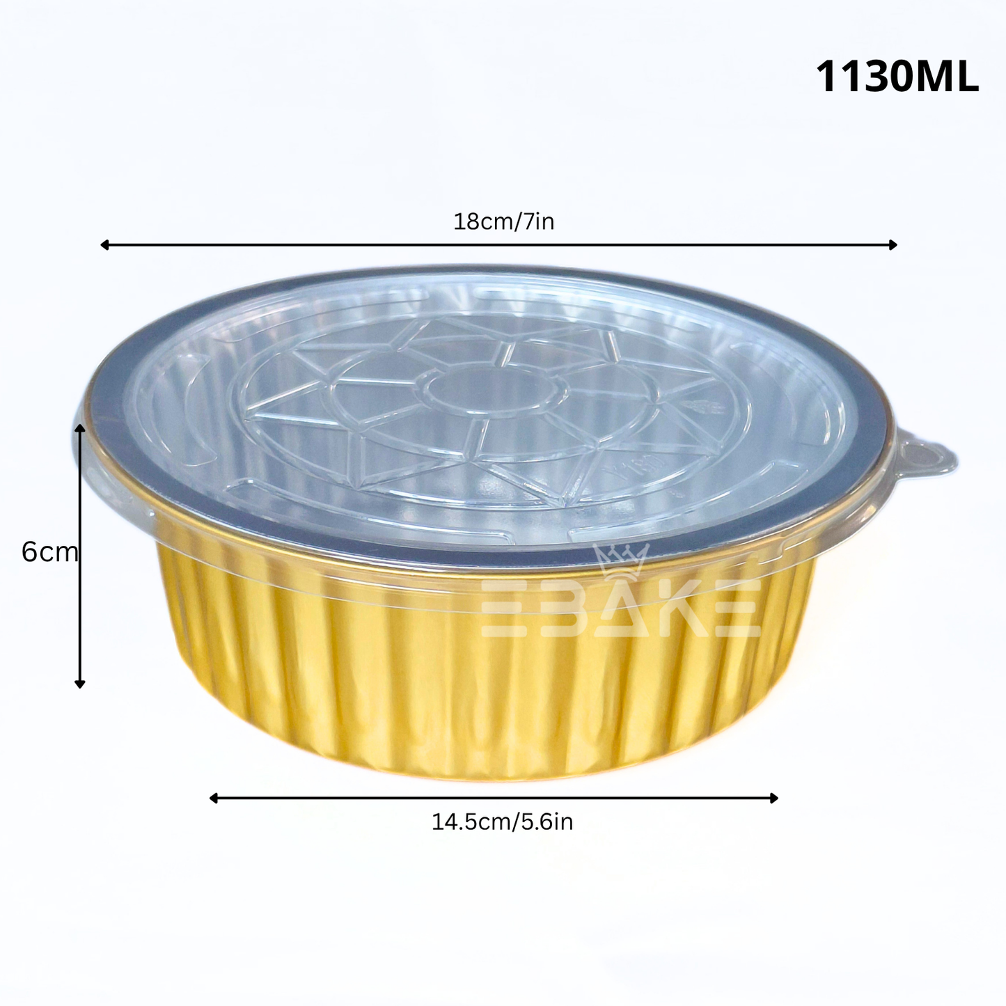 1130ml Round Aluminium Foil Baking Cups With Lid Gold
