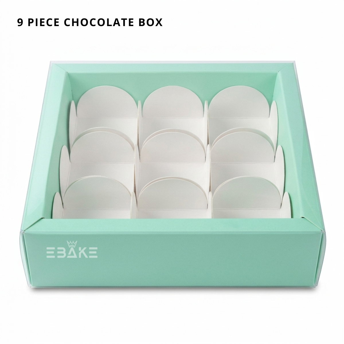 9 Cavity Chocolate Box With Transparent Lid (Turquoise)