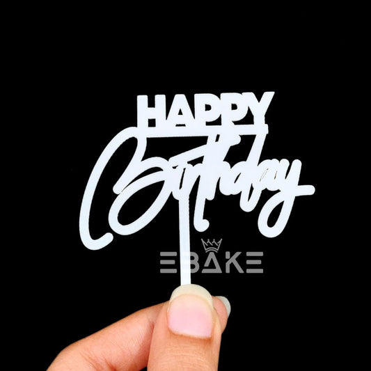 Happy Birthday Mini Topper White