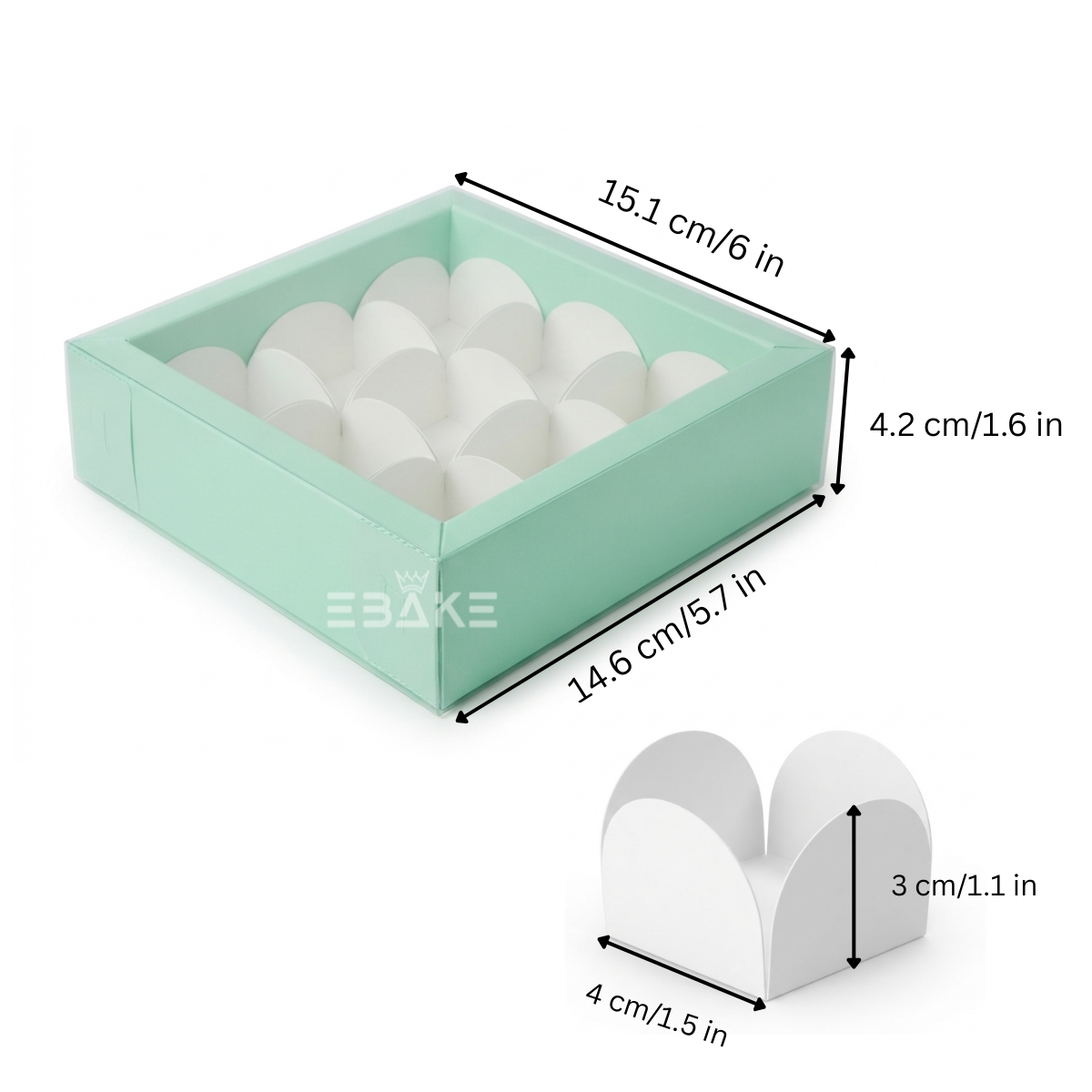 9 Cavity Chocolate Box With Transparent Lid (Turquoise)