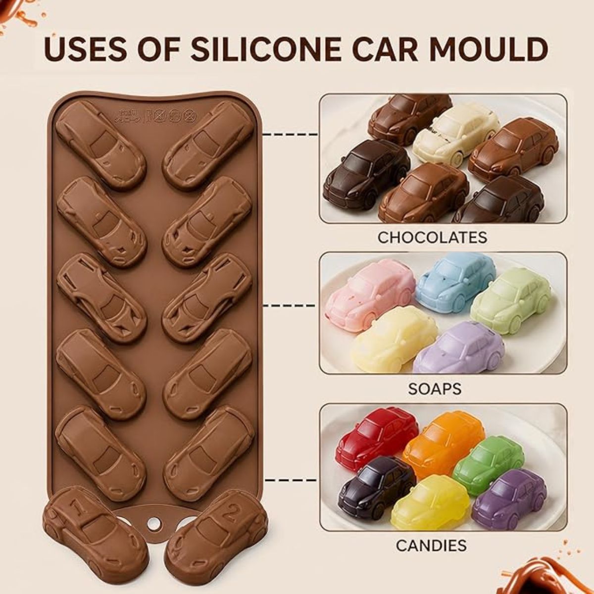 10 Cavity Car Shape Chocolate Silicone Mould