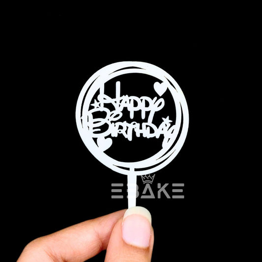 Happy Birthday Mini Topper White