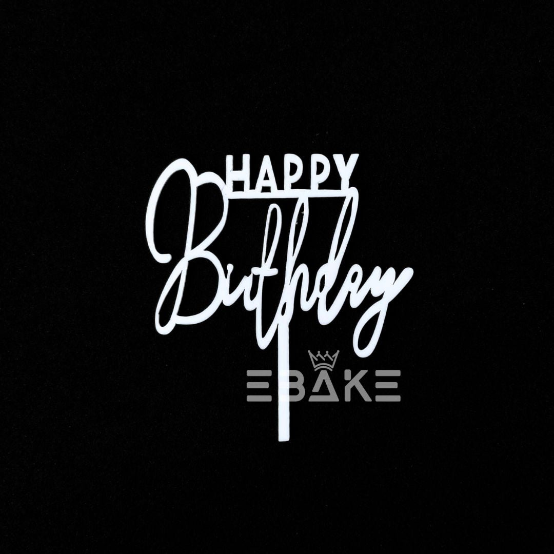 Happy Birthday Mini Topper White