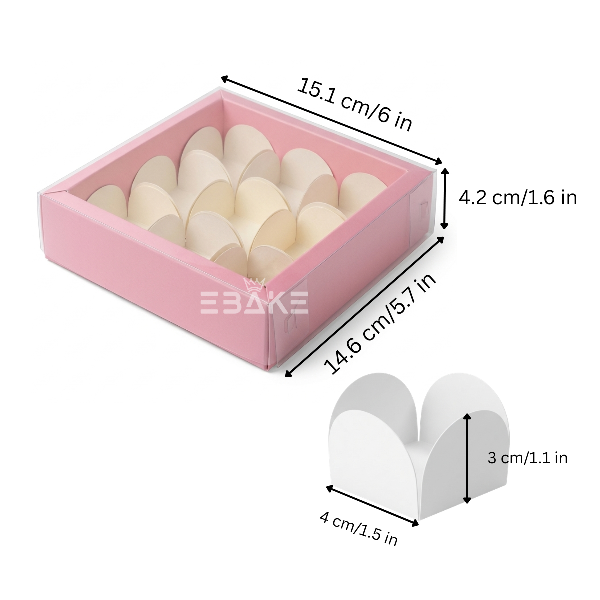 9 Cavity Chocolate Box With Transparent Lid (Pink)