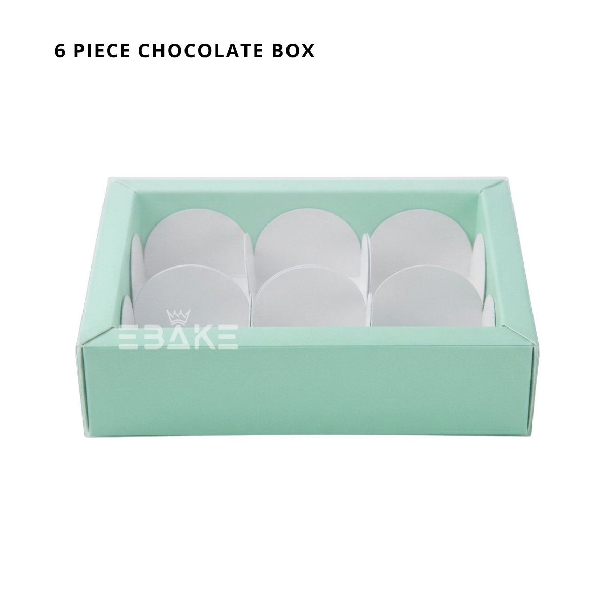 6 Cavity Chocolate Box With Transparent Lid (Turquoise)