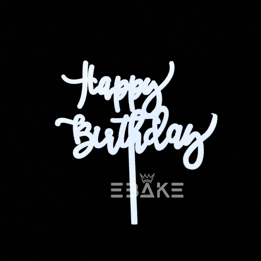 Happy Birthday Mini Topper White