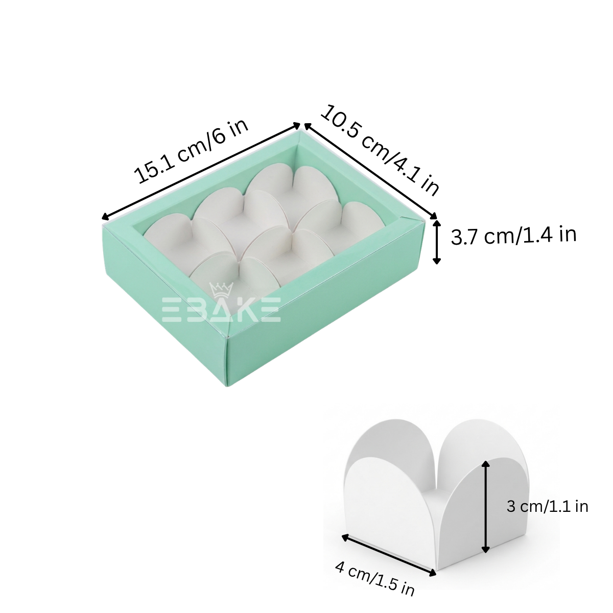 6 Cavity Chocolate Box With Transparent Lid (Turquoise)