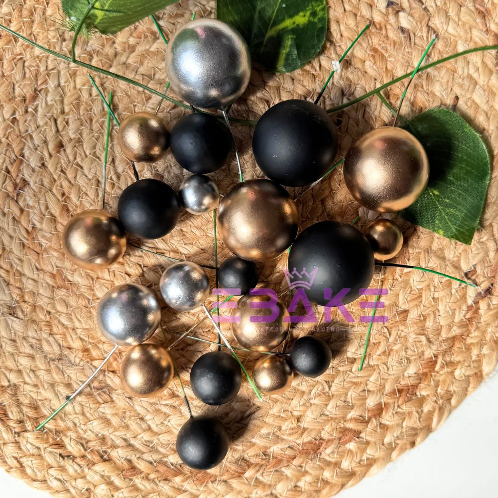 Black Mix Faux Balls- Set Of 20 Pieces