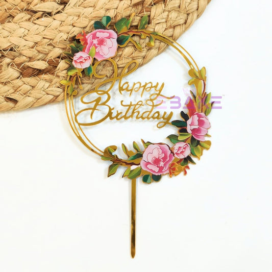 Happy Birthday Graphic Acrylic Cake Topper