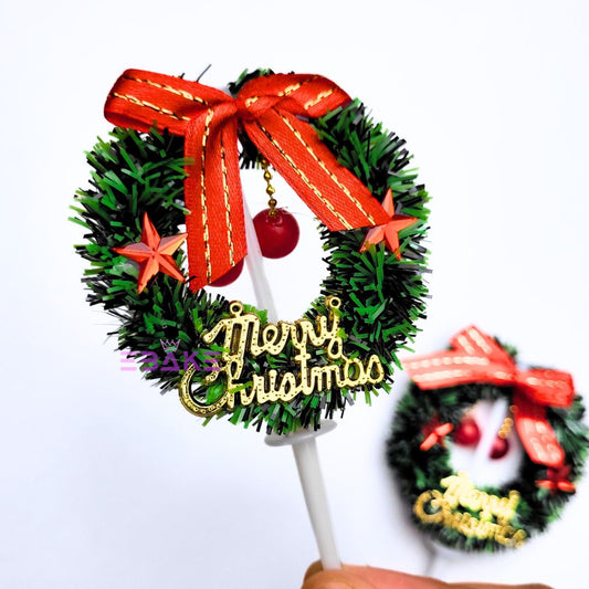 Merry Christmas Cake Topper Christmas Wreath Cake Decoration A1285