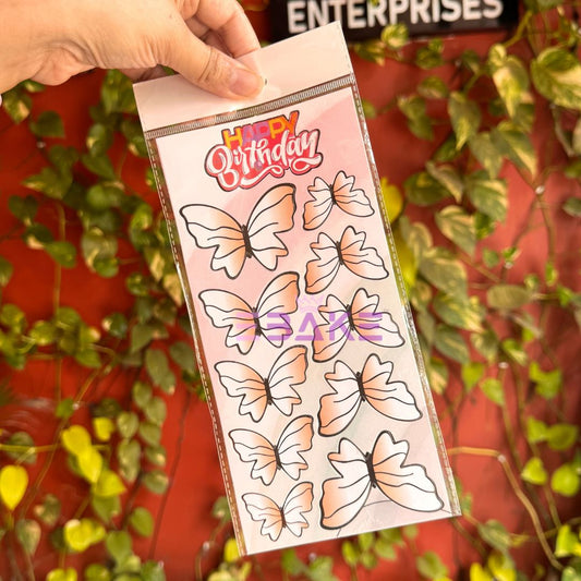 Paper Butterflies With Birthday Tag - (Set of 10 Pieces)