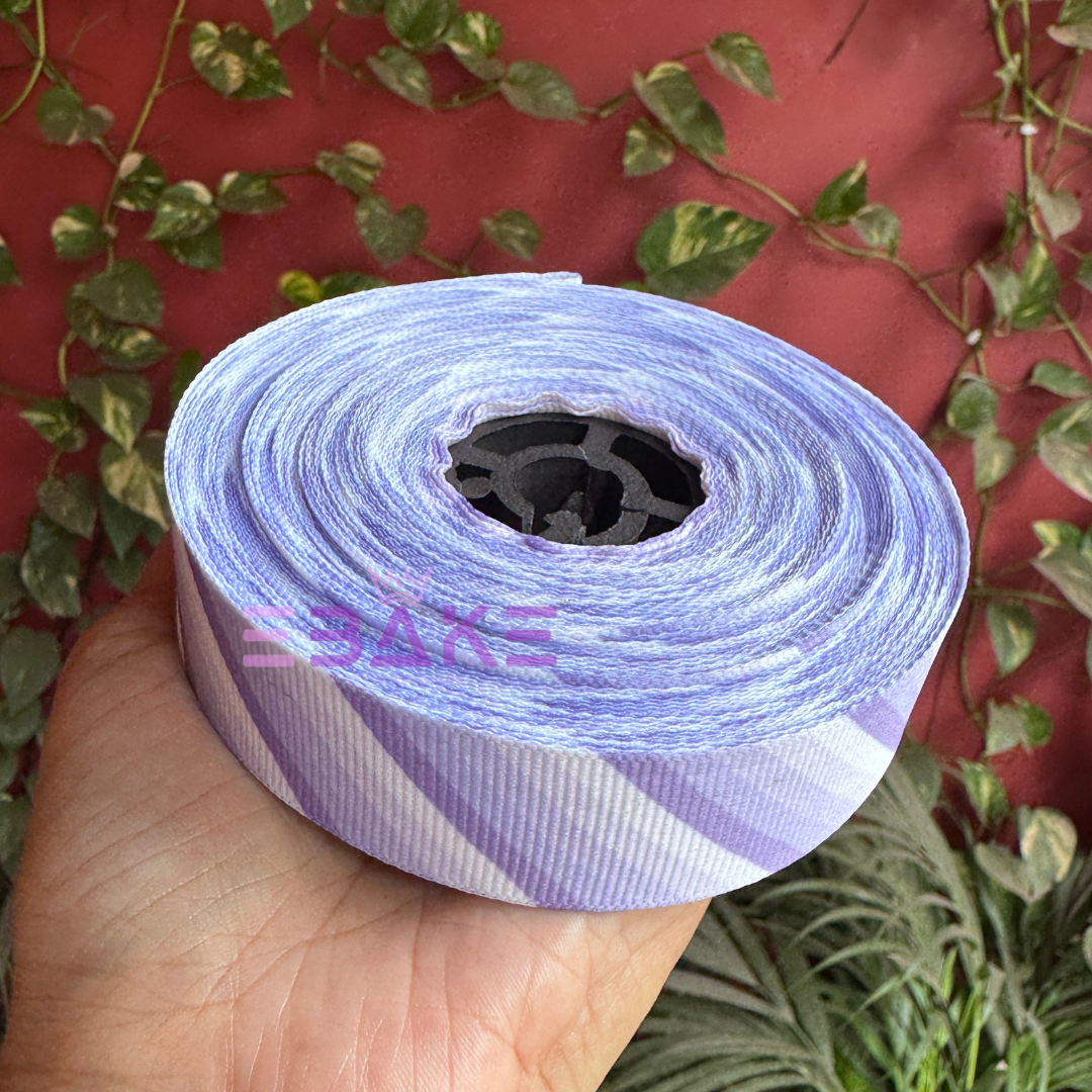 Stripes Printed Lavender Grosgrain Ribbon